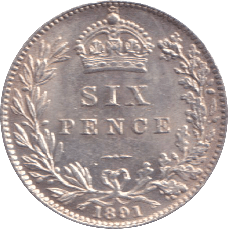 1891 SIXPENCE ( UNC ) - SIXPENCE - Cambridgeshire Coins