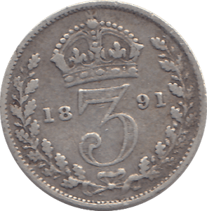 1891 THREEPENCE ( F ) - WORLD COINS - Cambridgeshire Coins