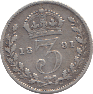 1891 THREEPENCE ( F ) - WORLD COINS - Cambridgeshire Coins