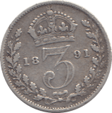 1891 THREEPENCE ( F ) - WORLD COINS - Cambridgeshire Coins