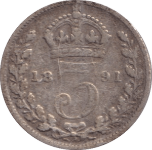 1891 THREEPENCE ( FINE ) 2 - Threepence - Cambridgeshire Coins