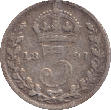 1891 THREEPENCE ( FINE ) - Threepence - Cambridgeshire Coins