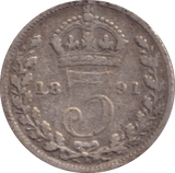 1891 THREEPENCE ( FINE ) - Threepence - Cambridgeshire Coins