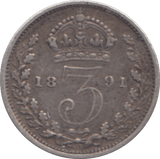1891 THREEPENCE ( GF ) - THREEPENCE - Cambridgeshire Coins