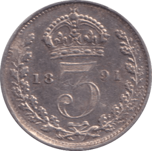 1891 THREEPENCE ( GVF ) - THREEPENCE - Cambridgeshire Coins