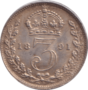 1891 THREEPENCE ( GVF ) - THREEPENCE - Cambridgeshire Coins