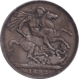 1892 CROWN ( VF ) - CROWN - Cambridgeshire Coins
