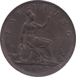 1892 FARTHING ( AUNC ) - FARTHING - Cambridgeshire Coins