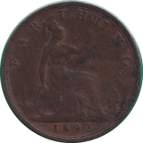 1892 FARTHING ( NF ) - FARTHING - Cambridgeshire Coins