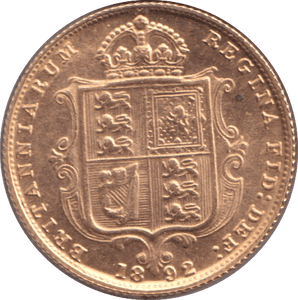 1892 GOLD HALF SOVEREIGN ( AUNC ) - HALF SOVEREIGN - Cambridgeshire Coins