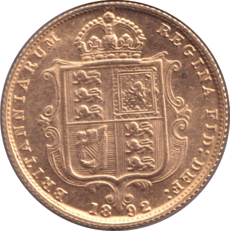 1892 GOLD HALF SOVEREIGN ( AUNC ) - HALF SOVEREIGN - Cambridgeshire Coins