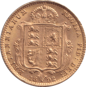 1892 GOLD HALF SOVEREIGN ( AUNC ) - HALF SOVEREIGN - Cambridgeshire Coins