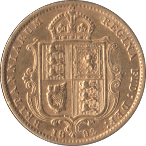 1892 GOLD HALF SOVEREIGN ( EF ) - HALF SOVEREIGN - Cambridgeshire Coins