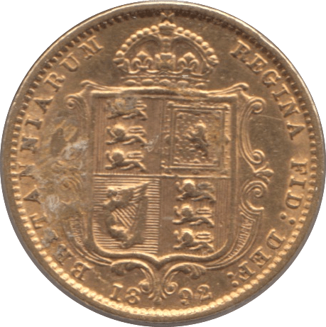 1892 GOLD HALF SOVEREIGN ( GVF ) - HALF SOVEREIGN - Cambridgeshire Coins
