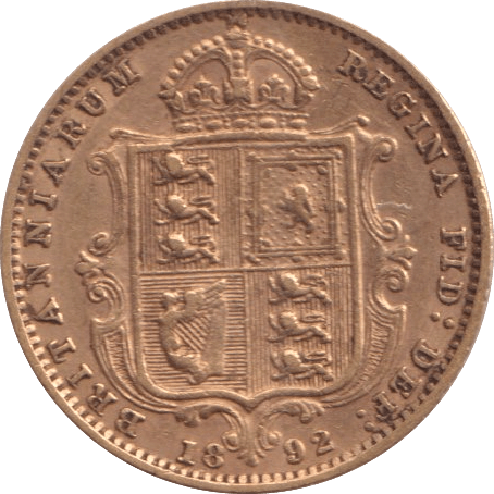 1892 GOLD HALF SOVEREIGN ( GVF ) - HALF SOVEREIGN - Cambridgeshire Coins