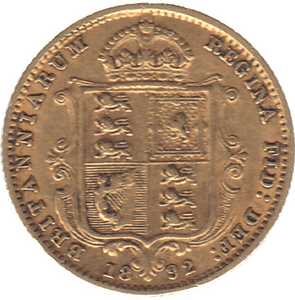 1892 GOLD HALF SOVEREIGN ( GVF ) - Half Sovereign - Cambridgeshire Coins