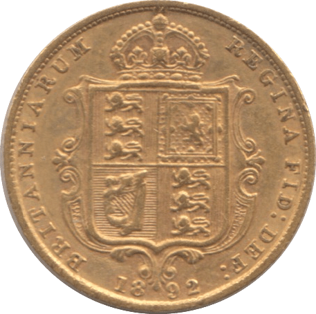 1892 GOLD HALF SOVEREIGN ( GVF ) - HALF SOVEREIGN - Cambridgeshire Coins