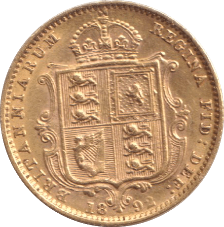 1892 GOLD HALF SOVEREIGN ( UNC ) - HALF SOVEREIGN - Cambridgeshire Coins