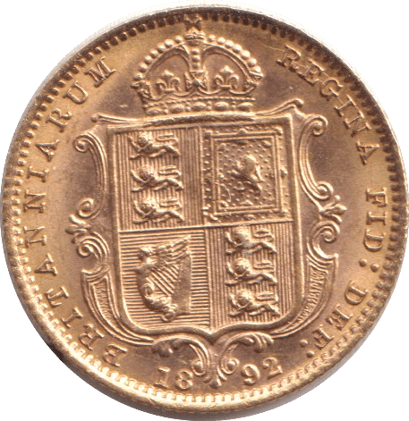1892 GOLD HALF SOVEREIGN ( UNC ) - HALF SOVEREIGN - Cambridgeshire Coins