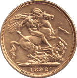 1892 GOLD SOVEREIGN ( AUNC ) - SOVEREIGN - Cambridgeshire Coins