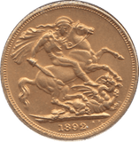 1892 GOLD SOVEREIGN ( GVF ) MELBOURNE MINT - SOVEREIGN - Cambridgeshire Coins