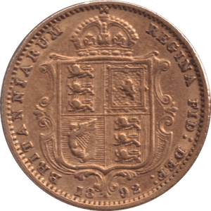 1892 HALF SOVEREIGN ( VF ) - HALF SOVEREIGN - Cambridgeshire Coins