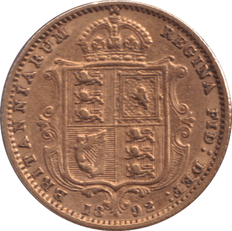 1892 HALF SOVEREIGN ( VF ) - HALF SOVEREIGN - Cambridgeshire Coins