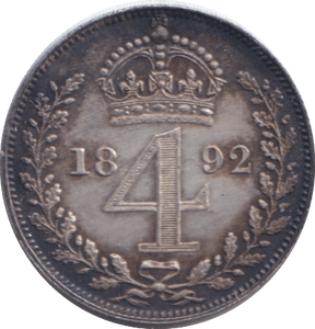 1892 MAUNDY FOURPENCE ( EF ) - MAUNDY FOURPENCE - Cambridgeshire Coins