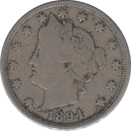 1892 NICKEL FIVE CENTS USA - WORLD COINS - Cambridgeshire Coins