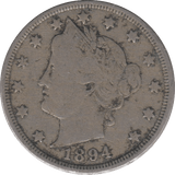 1892 NICKEL FIVE CENTS USA - WORLD COINS - Cambridgeshire Coins