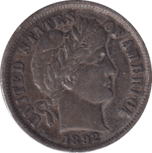 1892 ONE DIME USA - SILVER WORLD COINS - Cambridgeshire Coins