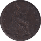 1892 PENNY (GVF) - PENNY - Cambridgeshire Coins