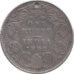 1892 SILVER 1 RUPEE INDIA - SILVER WORLD COINS - Cambridgeshire Coins