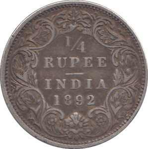 1892 SILVER 1/4 RUPEE INDIA - SILVER WORLD COINS - Cambridgeshire Coins