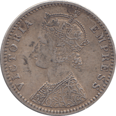 1892 SILVER 1/4 RUPEE INDIA - SILVER WORLD COINS - Cambridgeshire Coins