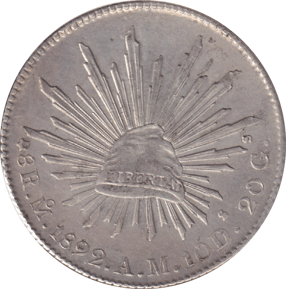 1892 SILVER 8 REALES MEXICO - SILVER WORLD COINS - Cambridgeshire Coins