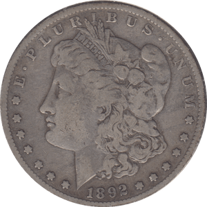 1892 SILVER MORGAN DOLLAR USA SAN FRANCISCO - SILVER WORLD COINS - Cambridgeshire Coins