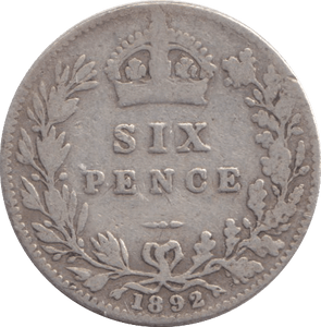 1892 SIXPENCE 1 ( FINE ) - SIXPENCE - Cambridgeshire Coins