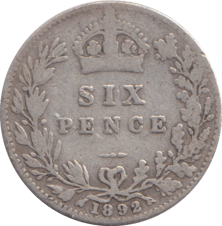 1892 SIXPENCE 1 ( FINE ) - SIXPENCE - Cambridgeshire Coins