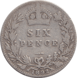 1892 SIXPENCE 1 ( FINE ) - SIXPENCE - Cambridgeshire Coins