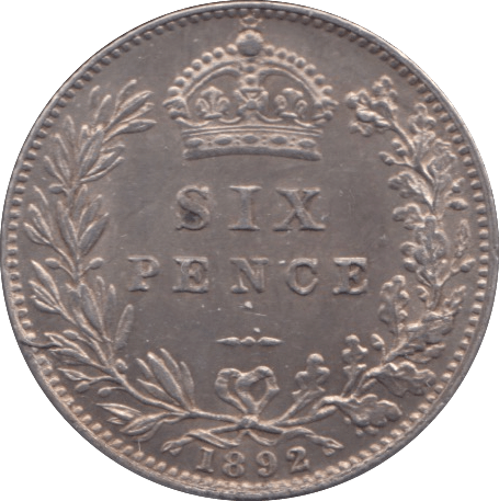 1892 SIXPENCE ( AUNC ) - SIXPENCE - Cambridgeshire Coins