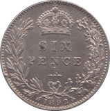 1892 SIXPENCE ( AUNC ) - SIXPENCE - Cambridgeshire Coins