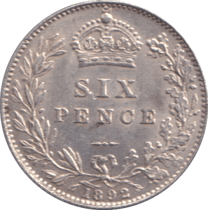 1892 SIXPENCE ( EF ) - SIXPENCE - Cambridgeshire Coins