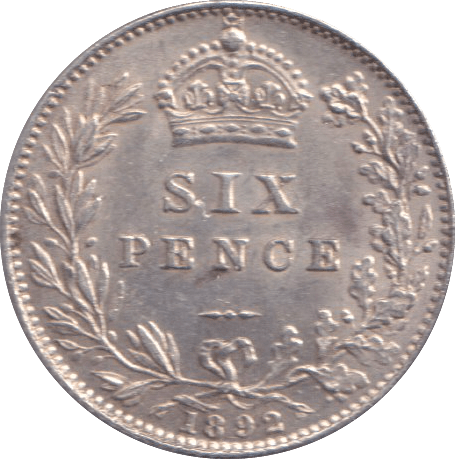 1892 SIXPENCE ( EF ) - SIXPENCE - Cambridgeshire Coins