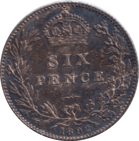 1892 SIXPENCE ( EF ) - SIXPENCE - Cambridgeshire Coins