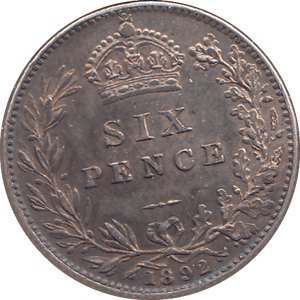 1892 SIXPENCE ( EF ) - SIXPENCE - Cambridgeshire Coins