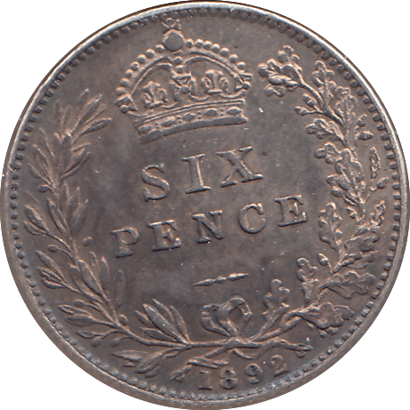 1892 SIXPENCE ( EF ) - SIXPENCE - Cambridgeshire Coins