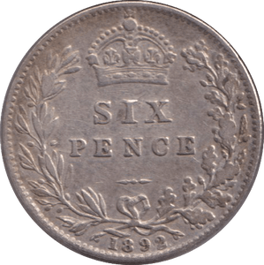 1892 SIXPENCE ( FINE ) - SIXPENCE - Cambridgeshire Coins