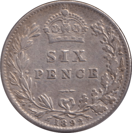 1892 SIXPENCE ( FINE ) - SIXPENCE - Cambridgeshire Coins
