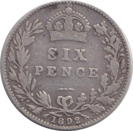 1892 SIXPENCE ( FINE ) - SIXPENCE - Cambridgeshire Coins